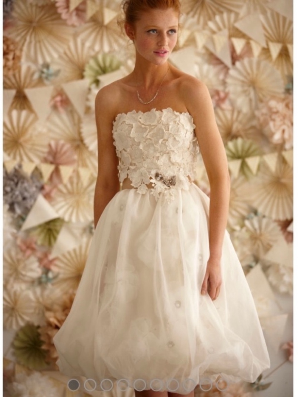Rare BHLDN Quillaree Floral Artwork Silk Wedding Dress Sz 14
